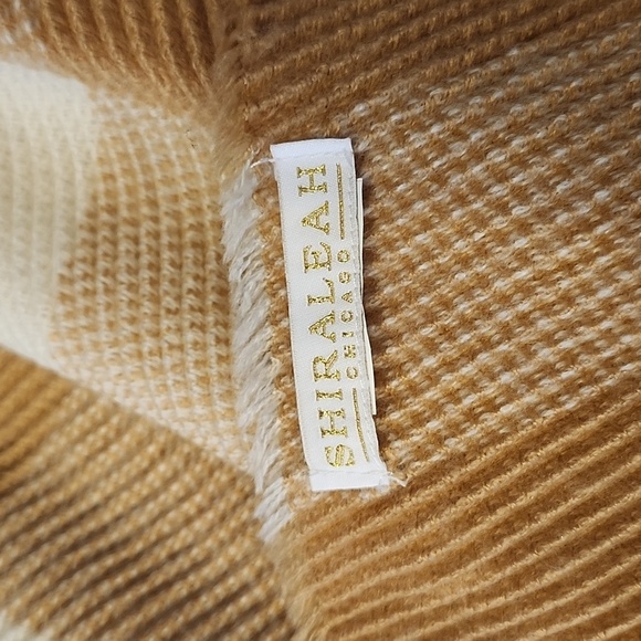 Shiraleah Camel Check Plaid Oversized Scarf Fringe Wrap - Picture 5 of 7